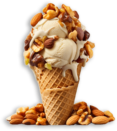 waffle cone ice cream with nuts